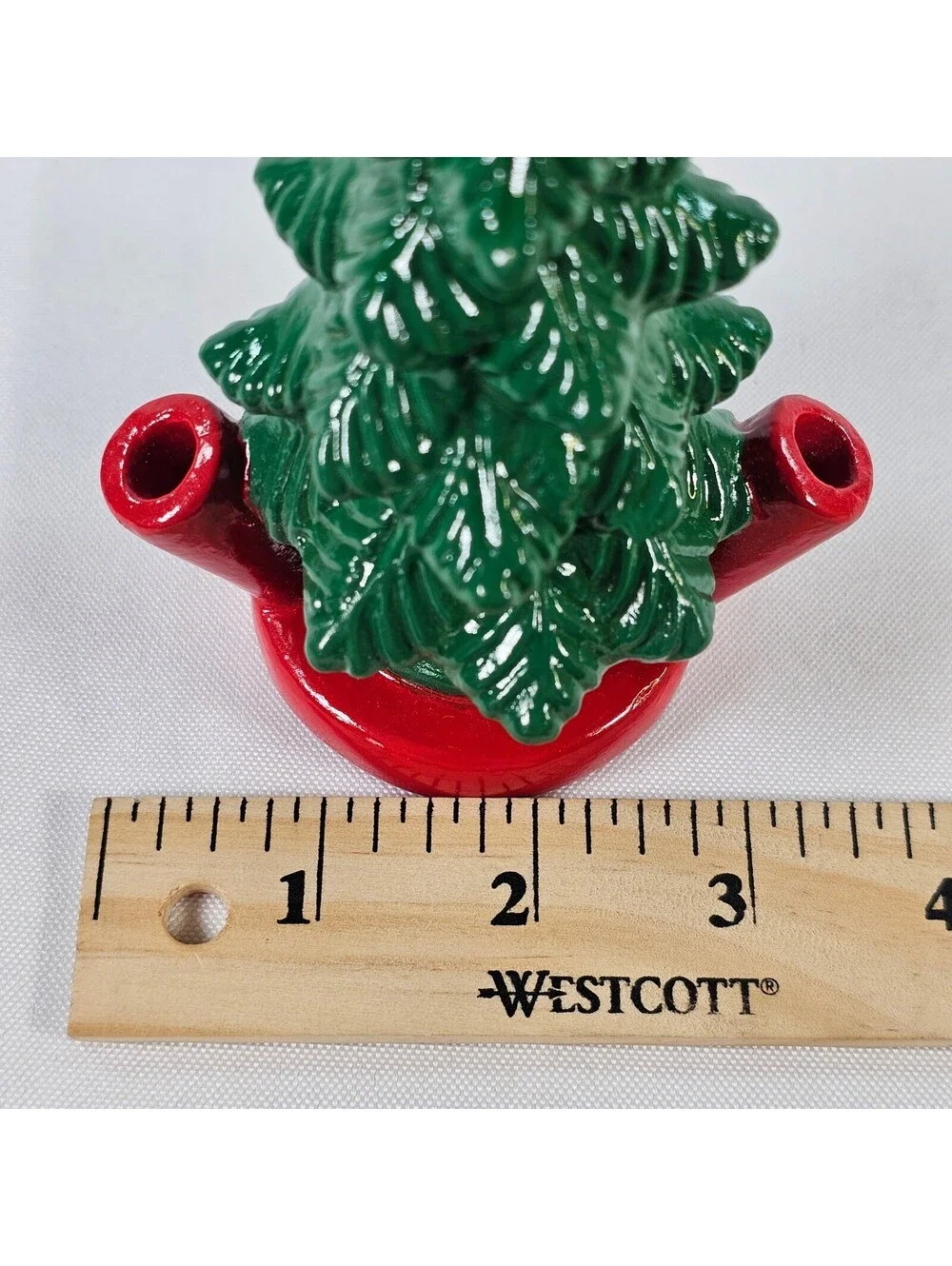 Vintage Ceramic Christmas Trees Green Red Holiday Decor